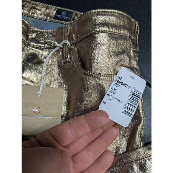 AG Adriano Goldshmeid Skinny Jean in Metallic Gold Women’s 26R - Picture 5 of 8
